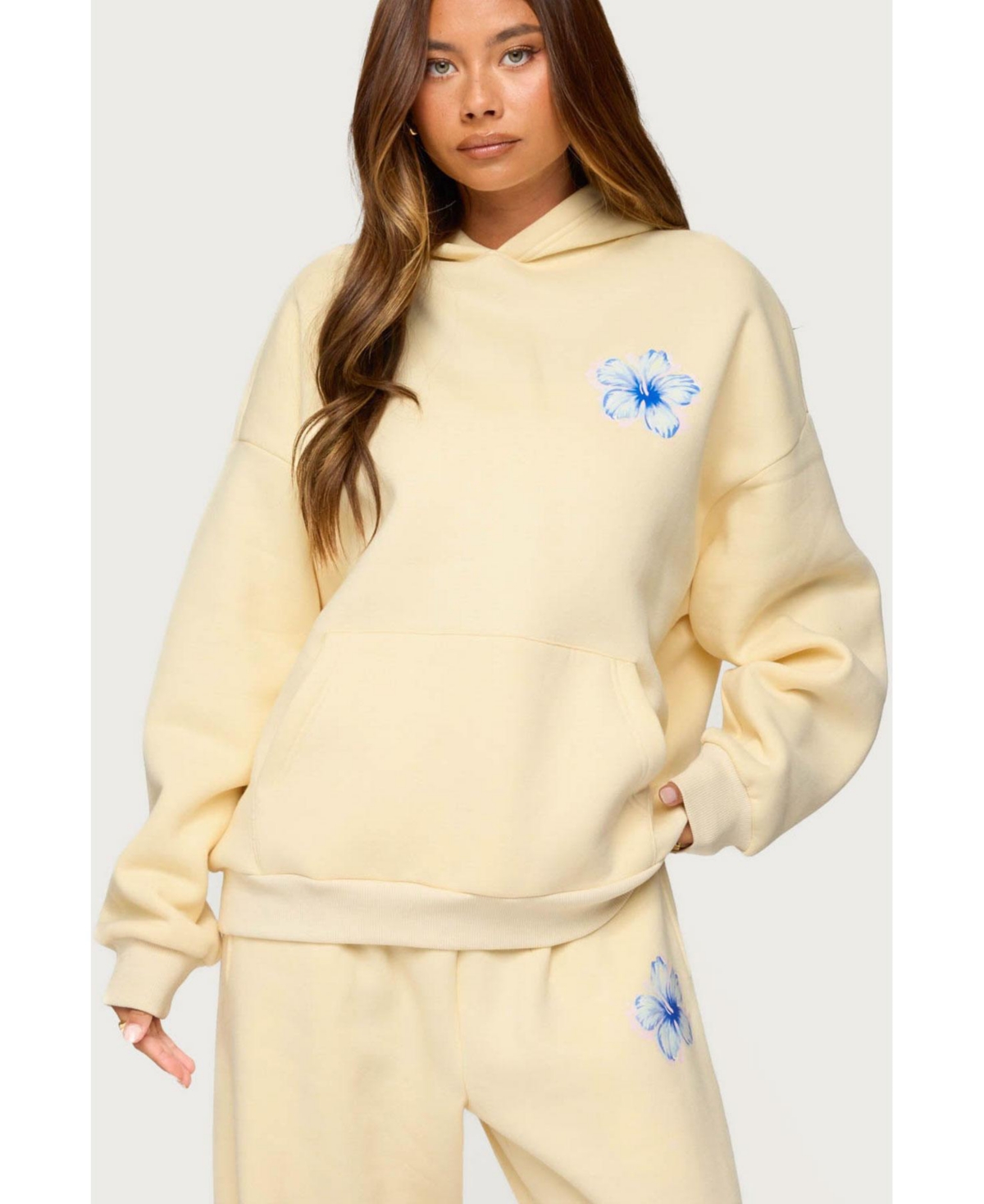 Womens Tropical Bloom Hoodie - Yellow
