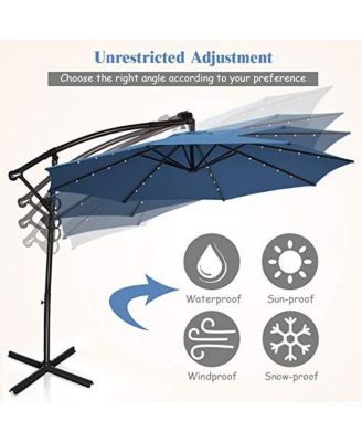 10 Feet 360° Rotation Solar Powered LED Patio Offset Umbrella without Weight Base