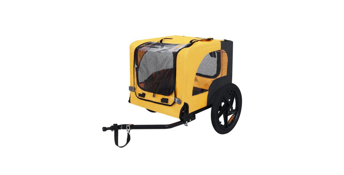Pet Bike Trailer,Suitable for Small & Medium Pets, Easy Folding Cart Frame, Quick Release Wheel, Yellow