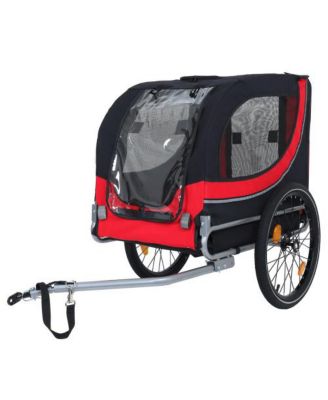 Large Folding Bike Trailer for Dogs – 120LB Capacity, All-Terrain Pet Carrier, Black+Red