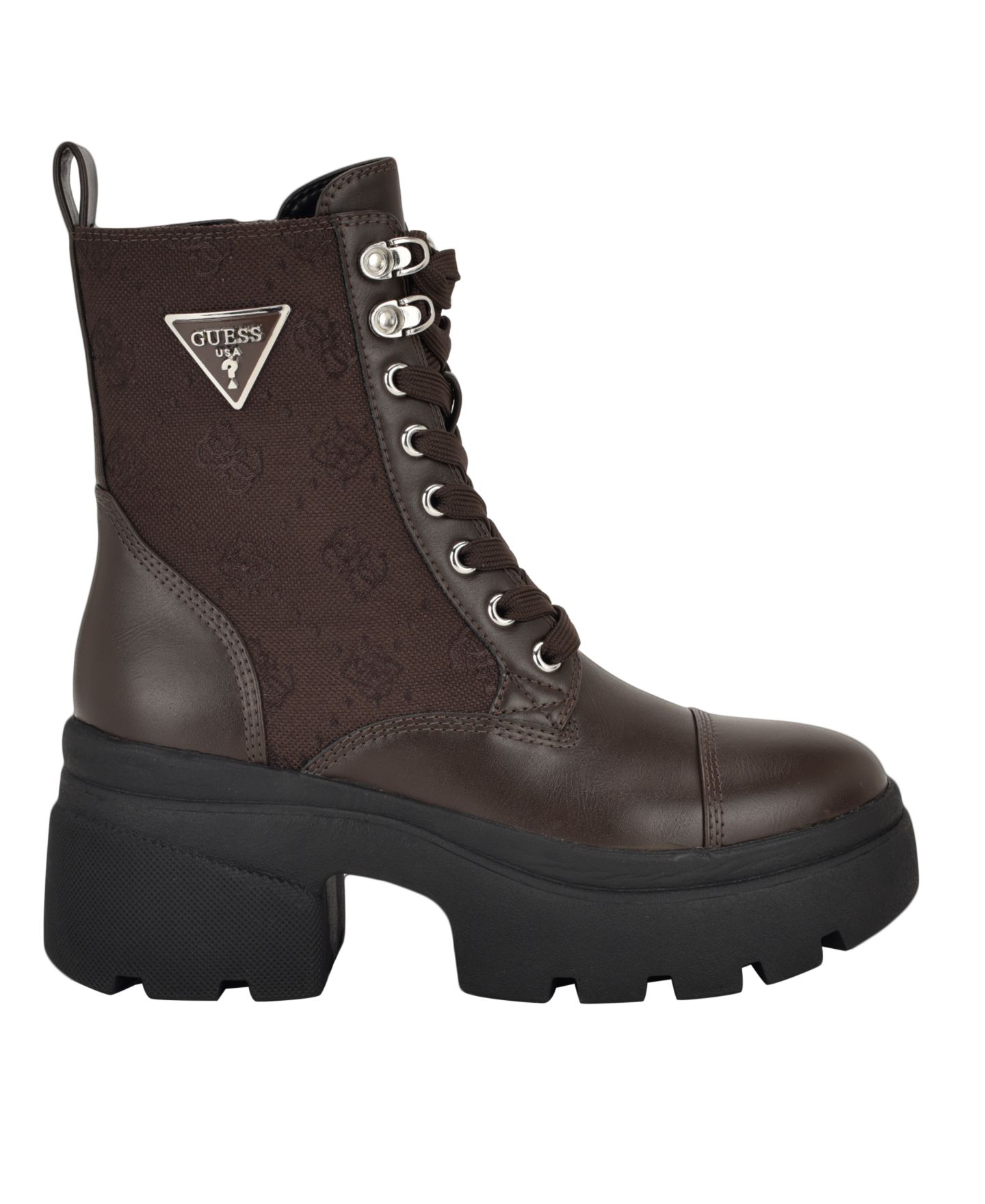 Женские ботинки GUESS Yarini Platform Lug Combat, цвет: Тёмный коричневый — фото 2