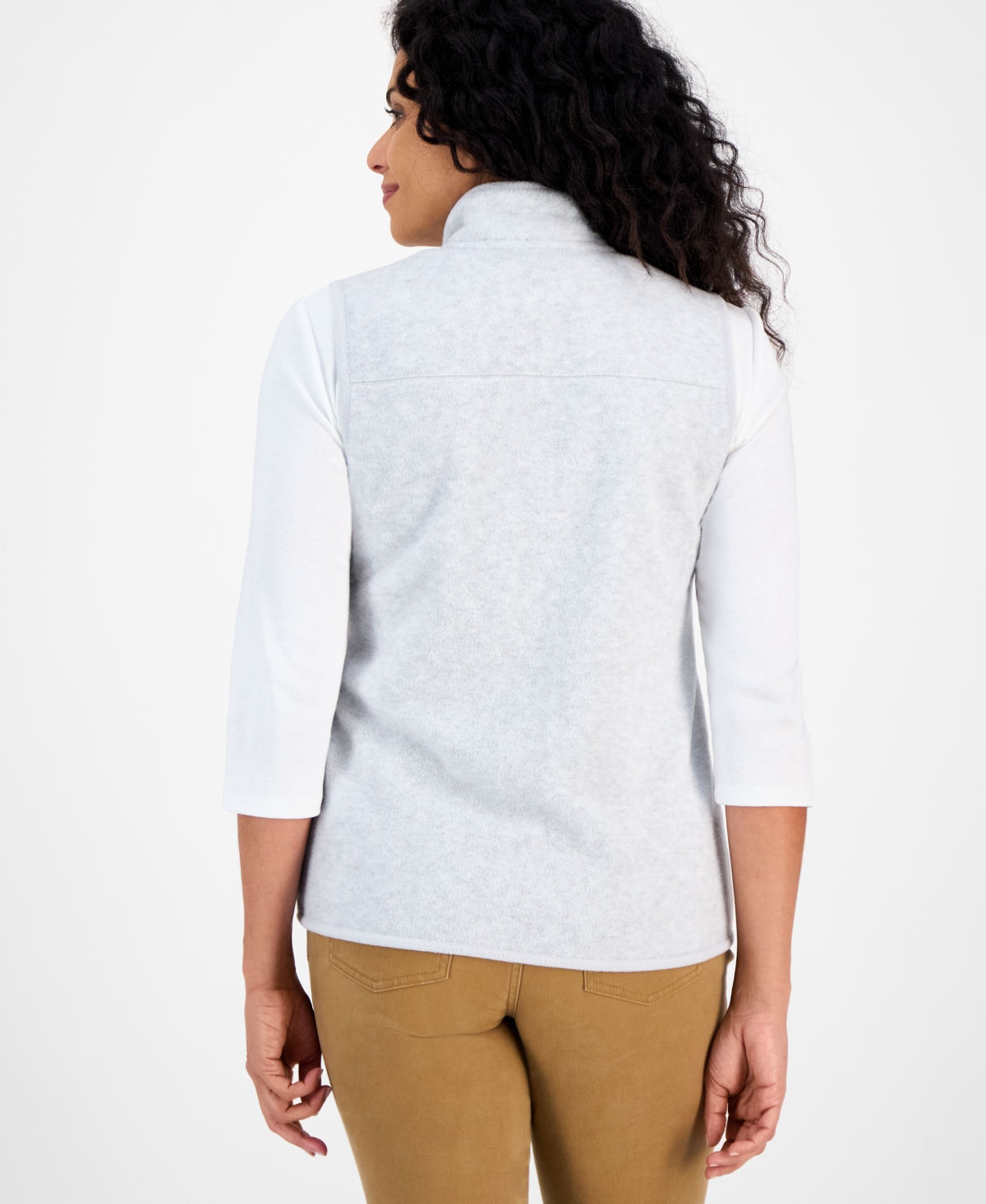 Style & Co Women's Zip-front Polar Fleece Vest, Created For Macy's In White