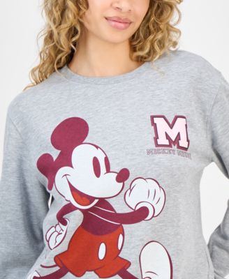 Juniors' Collegiate Mickey Cotton Crewneck Sweatshirt