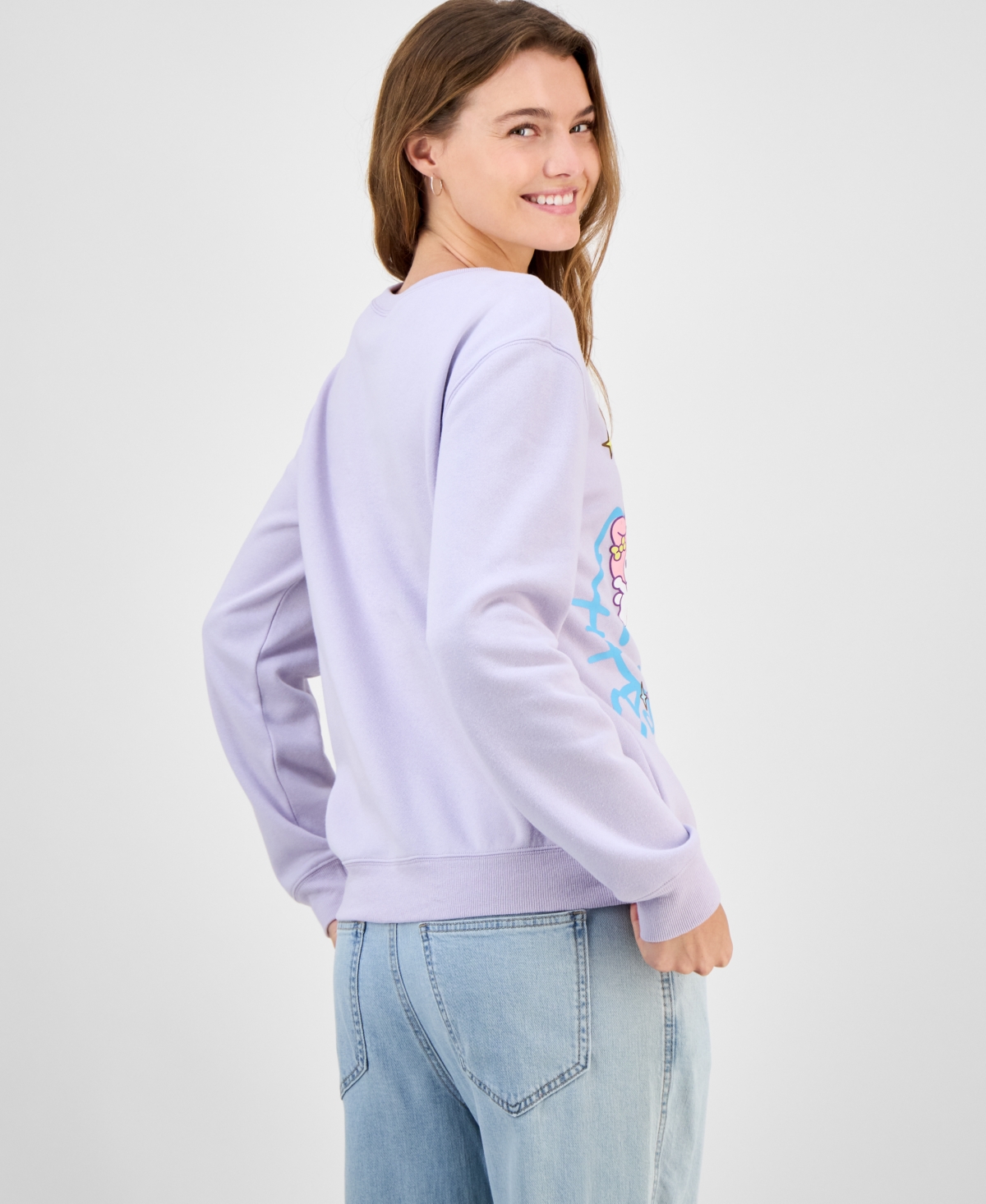 Love Tribe Juniors' Hello Kitty And Friends Cotton Crewneck Sweatshirt In Purple