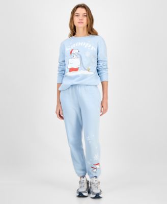 Hybrid - Juniors' Snoopy Santa Hat Fleece Sweatpants