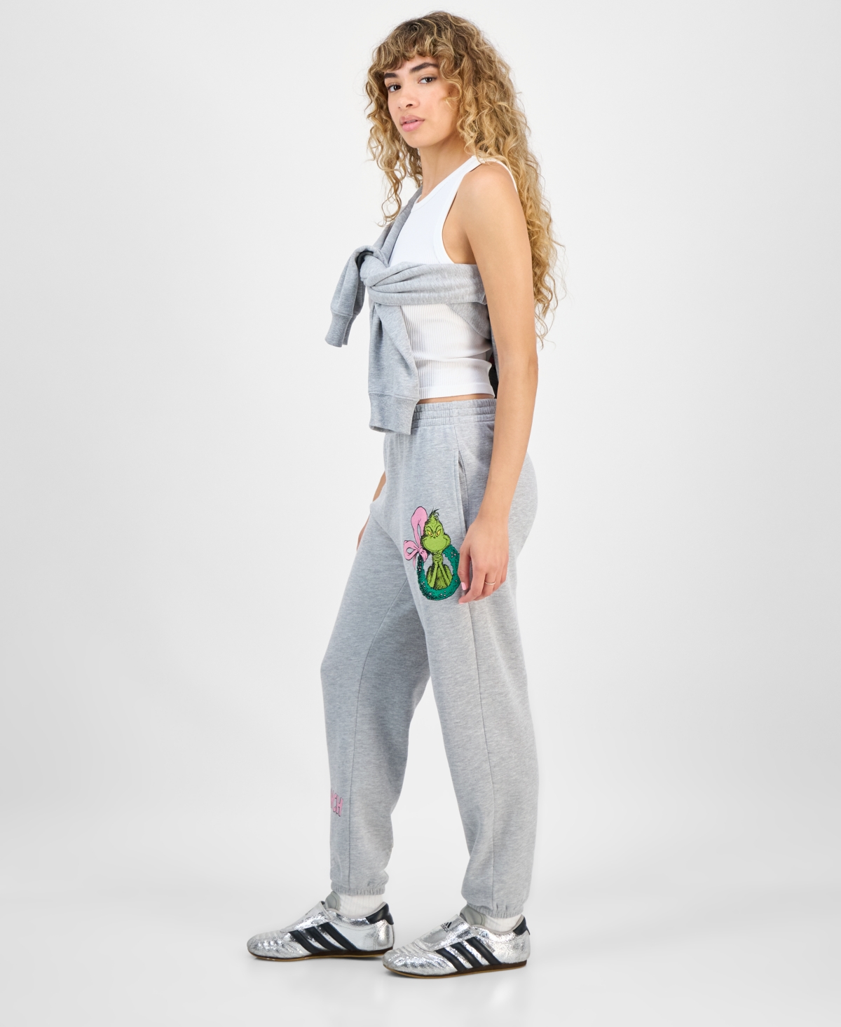 Hybrid Juniors' The Grinch Drawstring Joggers In Gray