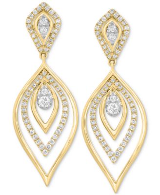 EFFY&reg; Diamond Navette Multi-Layer Drop Earrings (7/8 ct. t.w.) in 14k Gold