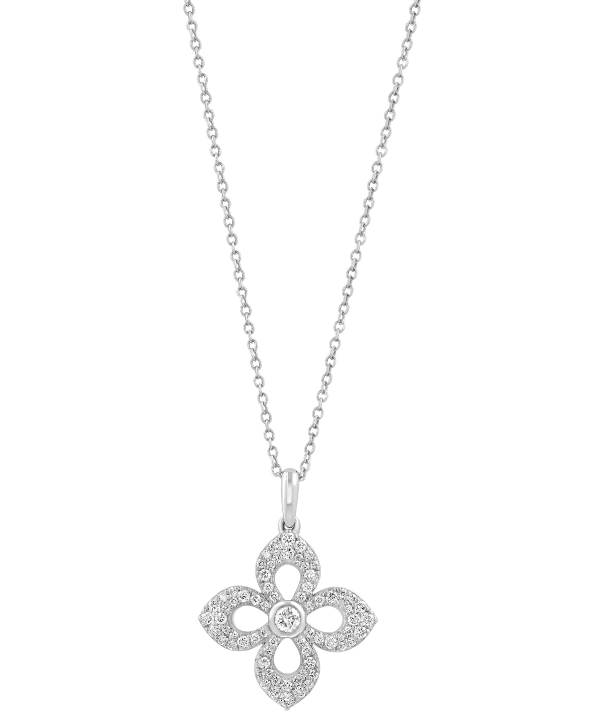 Effy Collection Effy Diamond Flower Pendant Necklace (1/2 Ct. T.w.) In 14k White Gold, 18" In Gold