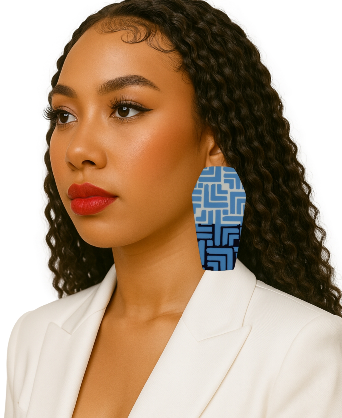Swanky Designs Geometric Gemma Stud Earrings In Blue
