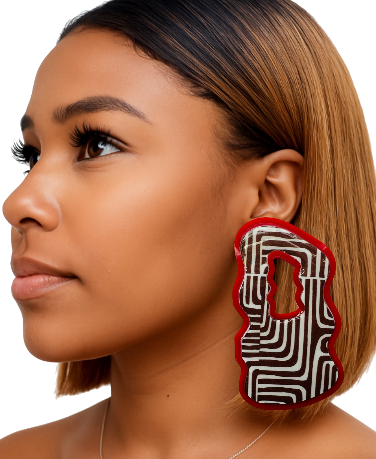 Swanky Designs Bold Shapes Drop Earrings In Red