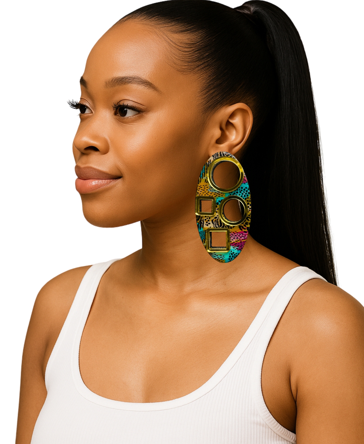 Swanky Designs Willow Stud Shapes Earrings In Multi
