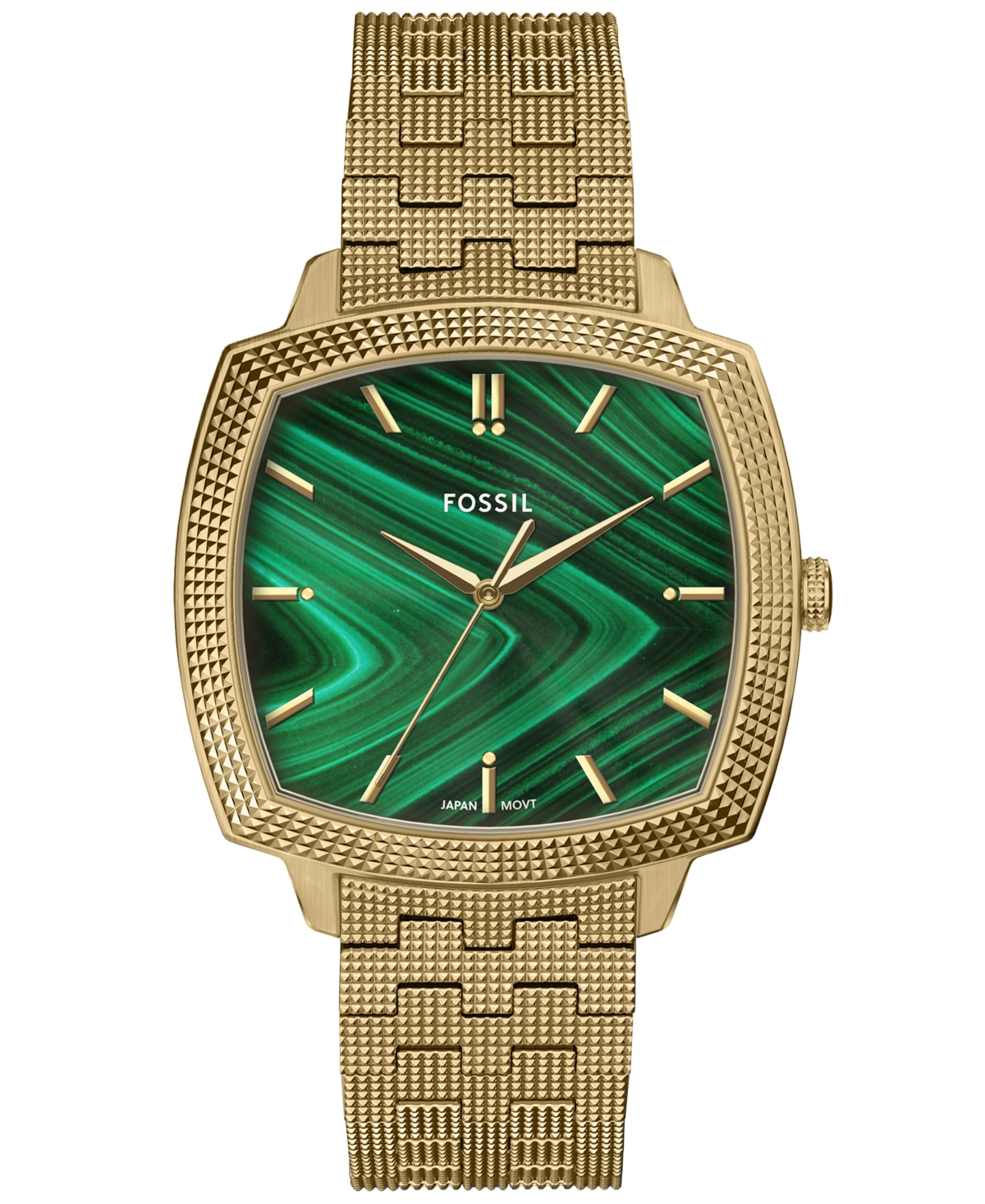 Fossil Unisex Nick Jonas X Machine Luxe Malachite Gold-tone Stainless Steel Watch, 37mm In Gold