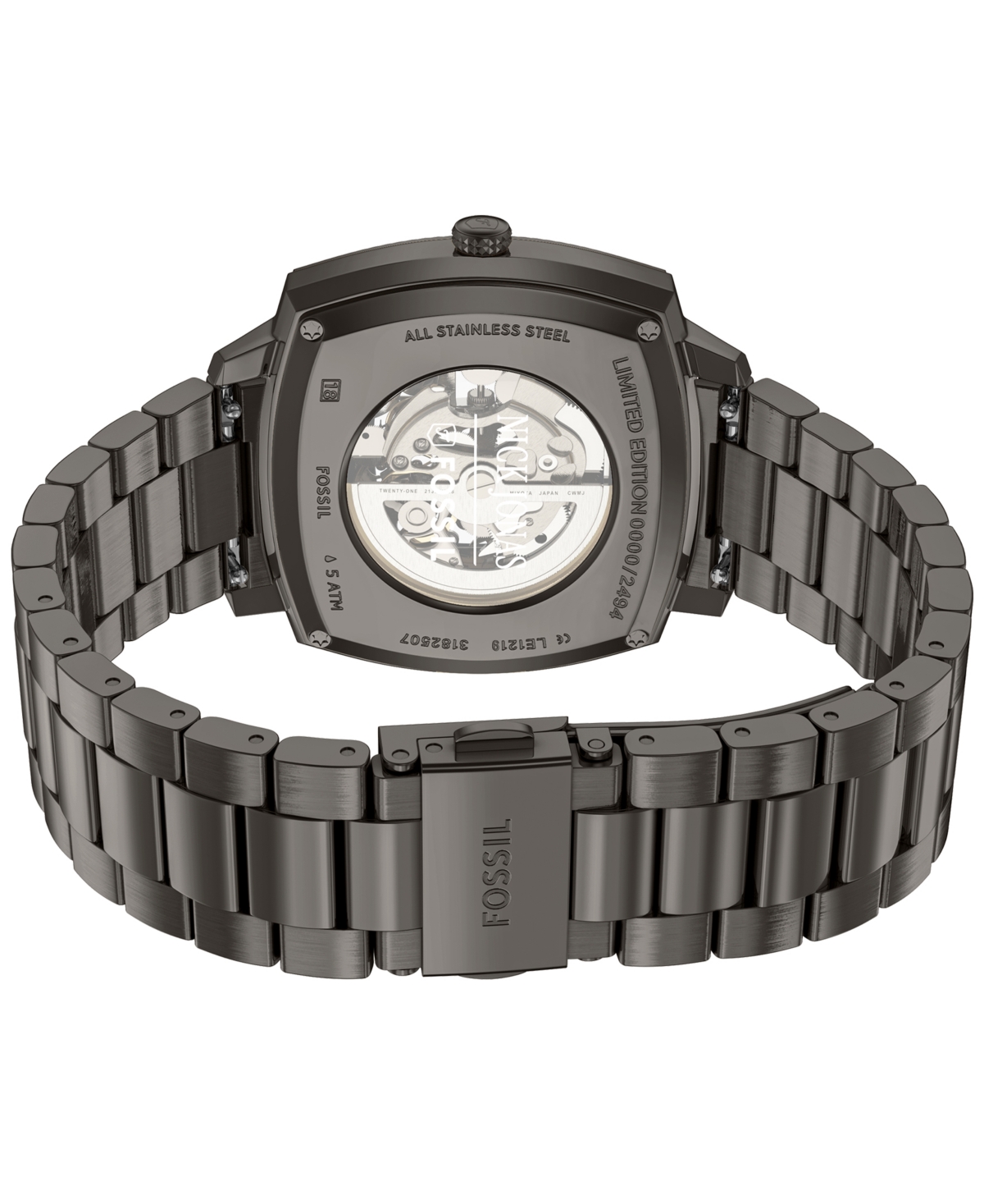 Fossil Unisex Nick Jonas x Machine Luxe Automatic Gunmetal Stainless Steel Watch, 40mm