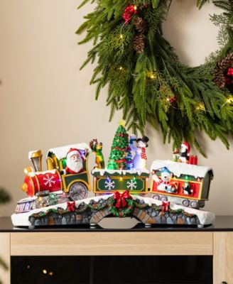 20" Lighted Resin Christmas Santa Train Village