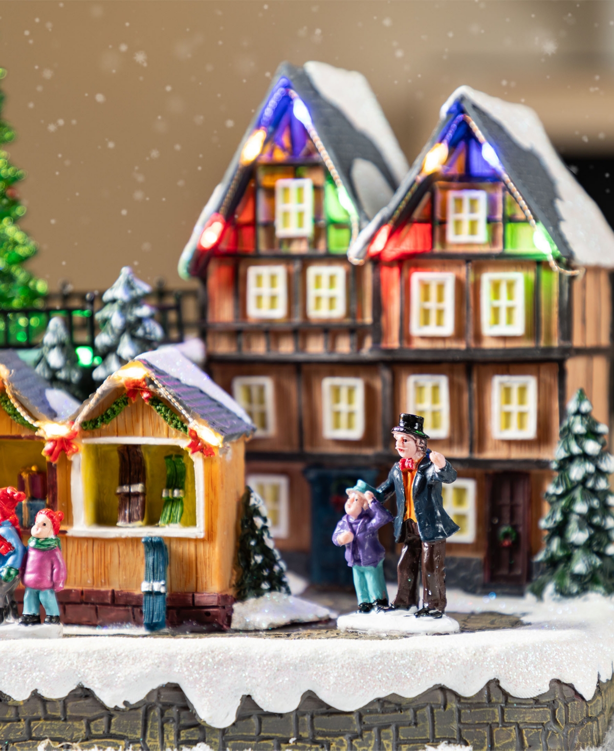 Glitzhome 15.25" Christmas Oversized Resin Lighted Village In Multi