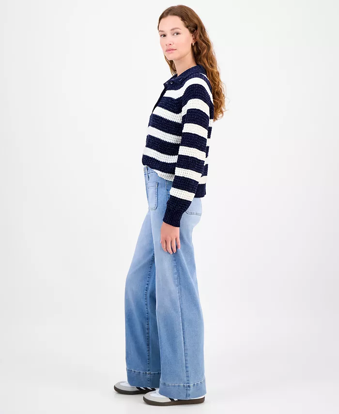 Juniors' High-Rise Wide-Leg Patch-Pocket Jeans - thumbnail 8