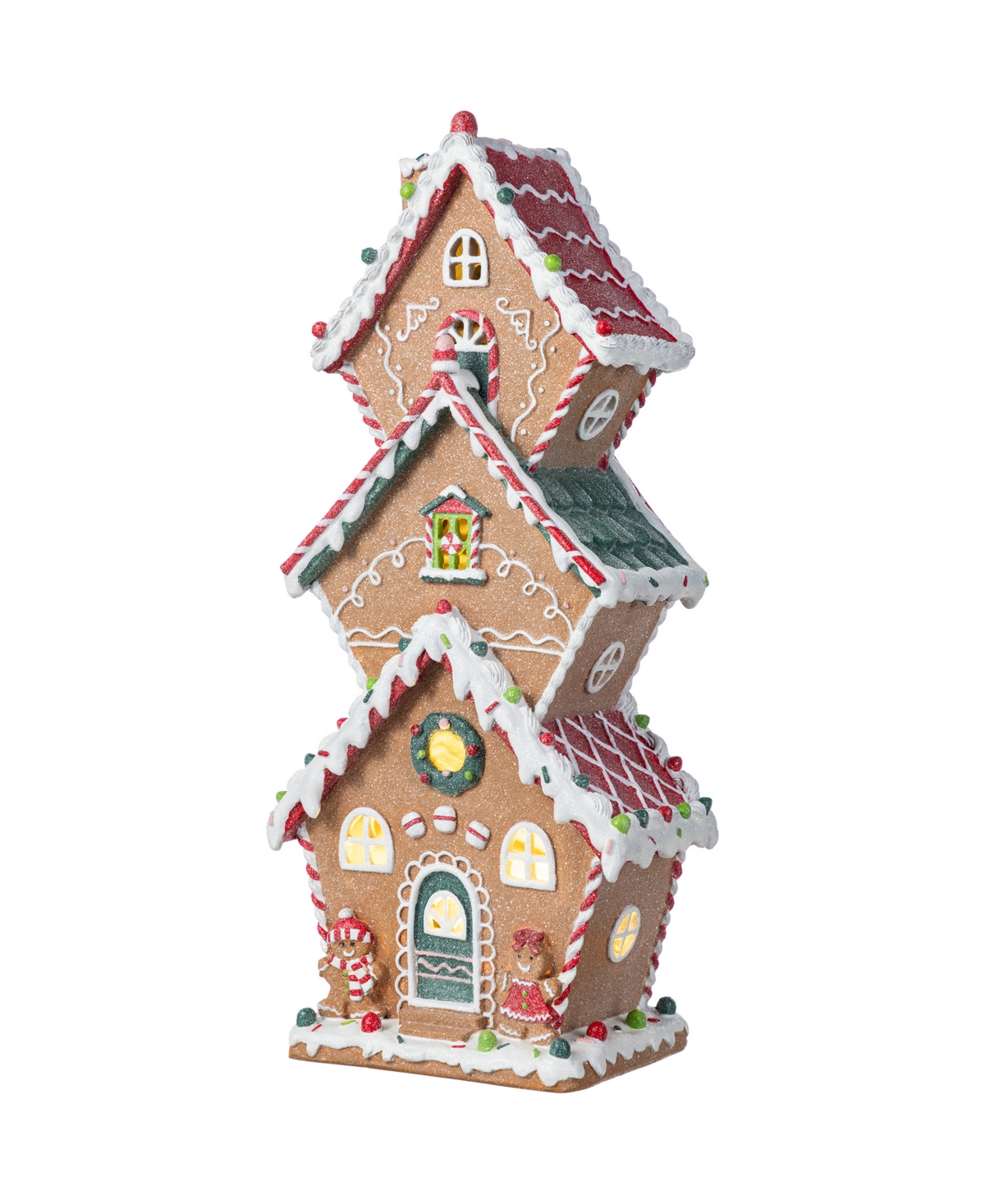 18.5" Lighted Resin Christmas Gingerbread House Table Decor - Multi