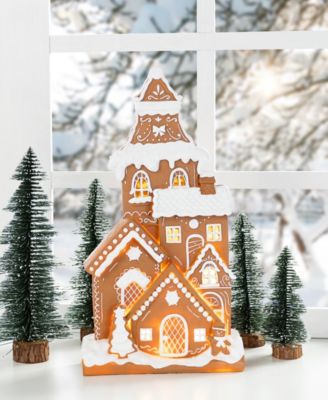 17.75" Lighted Resin Christmas Gingerbread House Figurine