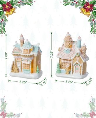 Resin Christmas Macaron Village, Set of 2