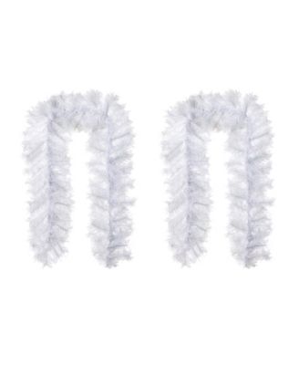 6 ft Pre-Lit Snow Flocked Pine Christmas Garlands, Set of 2
