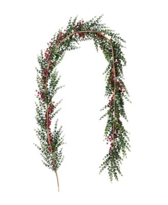 9 ft Polyethylene Christmas Dripping Eucalyptus Garland with Berries
