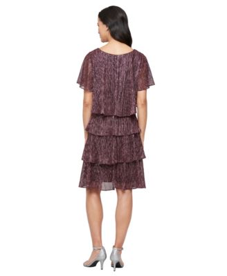 Tiered Shimmer Shift Dress