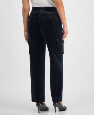 Petite Velour Pull-On Cargo Pants