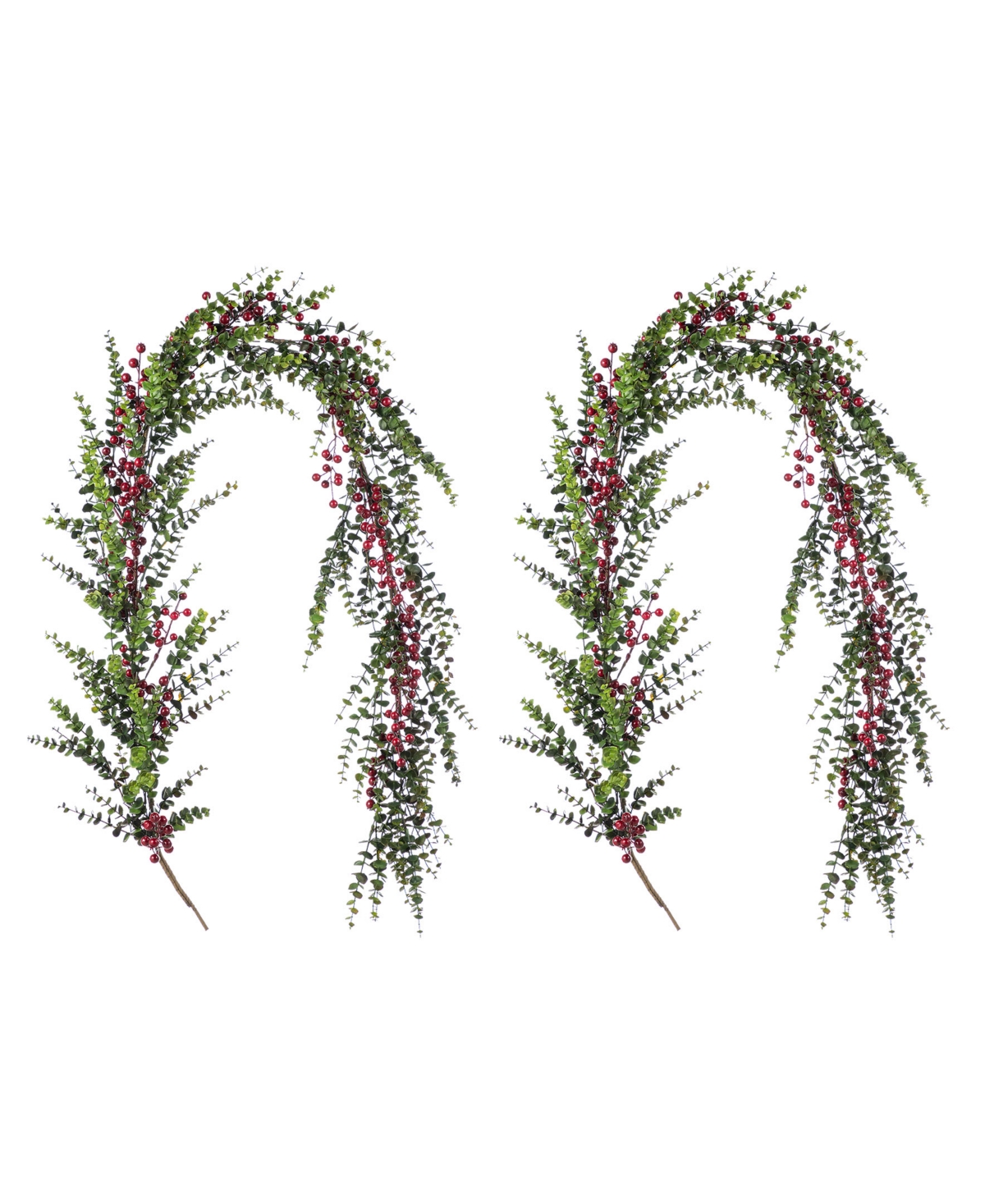 6 ft Polyethylene Christmas Dripping Eucalyptus Garlands with Berries, Set of 2 - Multi