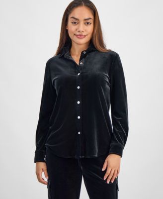 AK Anne Klein Petite Velour Shirt