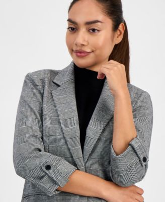 Petite Single-Button Roll-Tab Blazer
