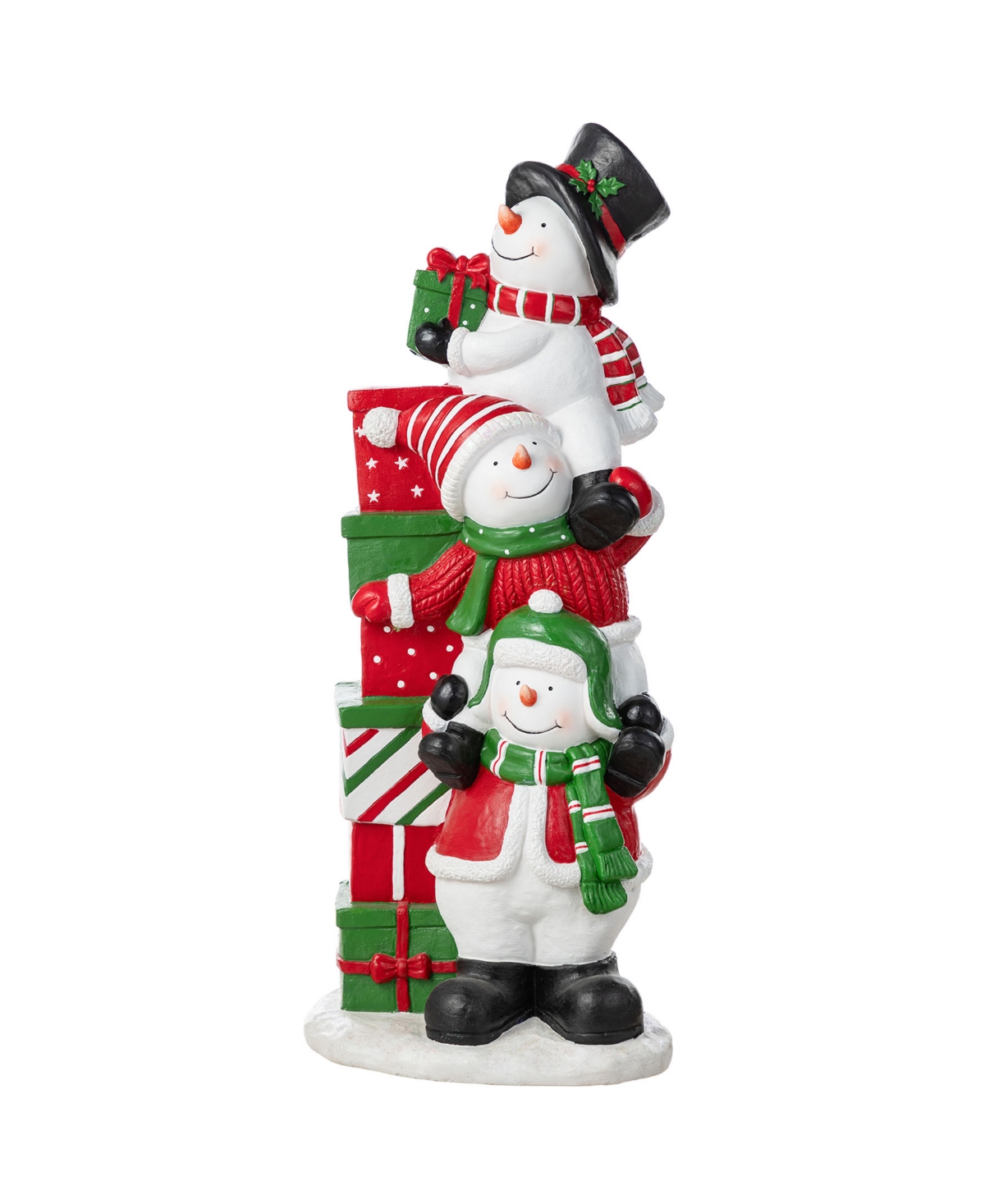35.25" Resin Christmas Stacked Snowman Porch Decor - Multi