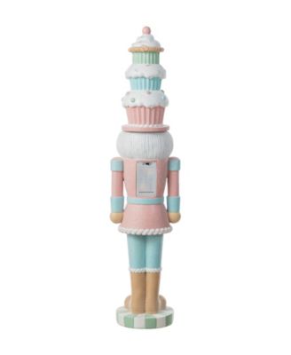 28" Lighted Macaron Resin Christmas Cupcake Nutcracker Porch D&eacute;cor