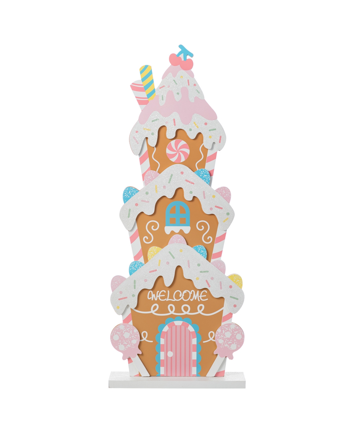 35.25" Wooden Christmas Gingerbread House Porch Decor - Multi
