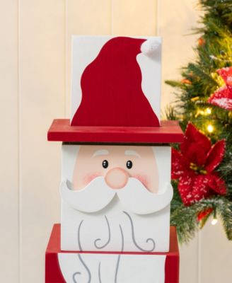 24.5" Wood Christmas Santa and Nutcracker Reversible Boxed Porch D&eacute;cor
