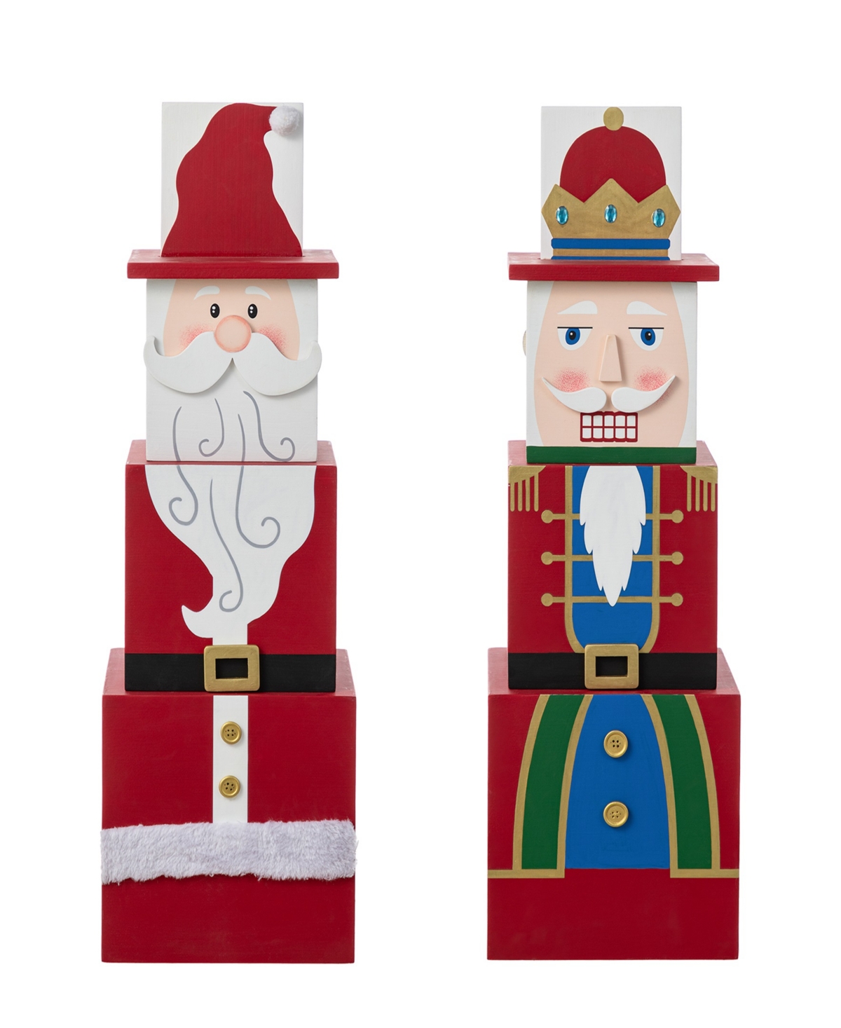 24.5" Wood Christmas Santa and Nutcracker Reversible Boxed Porch Decor - Multi