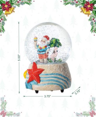 100mm Resin Christmas Musical Snowflakes Santa on Vacation Water Globe