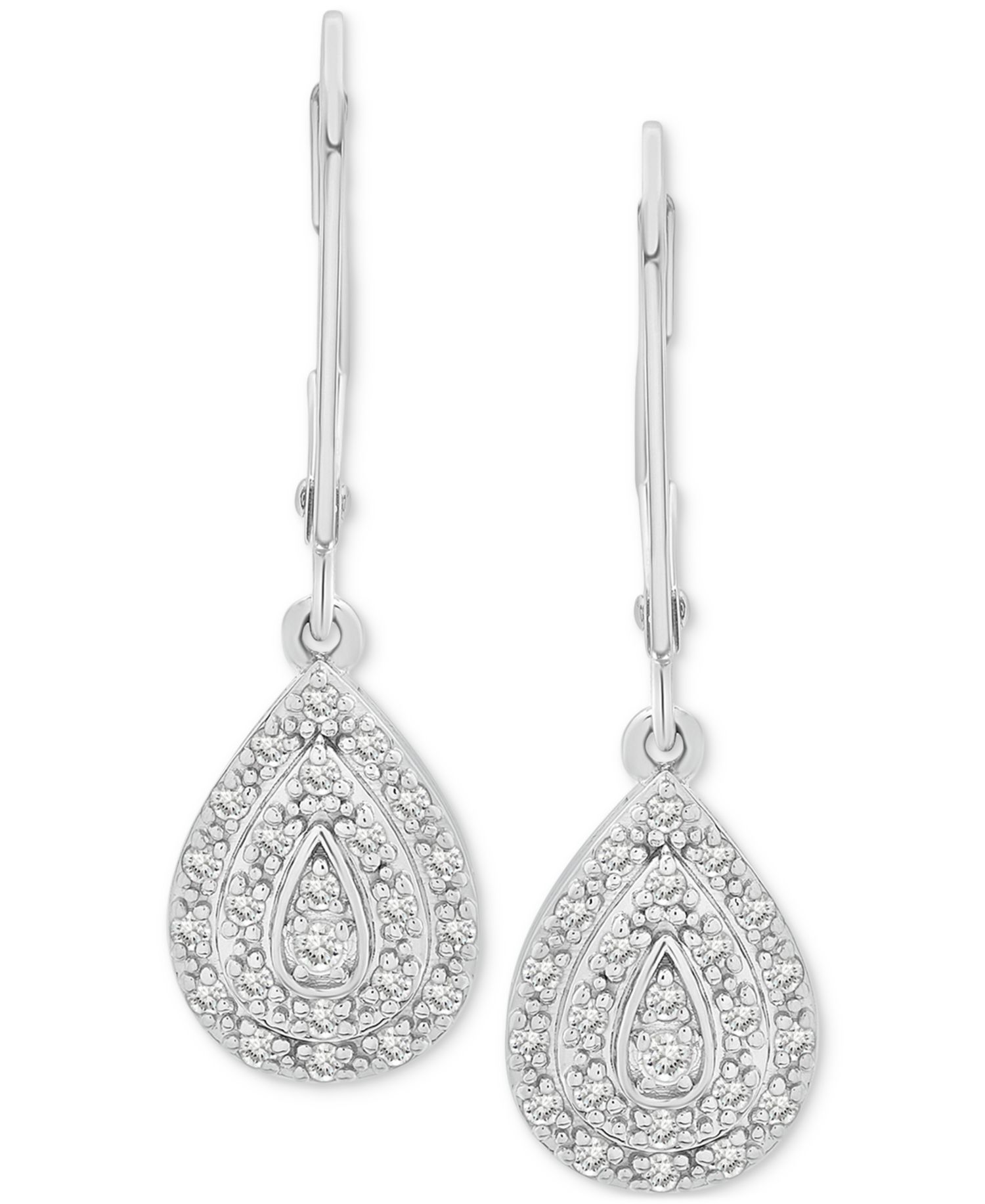 Diamond Teardrop Cluster Drop Earrings (1/4 ct. t.w.) in Sterling Silver