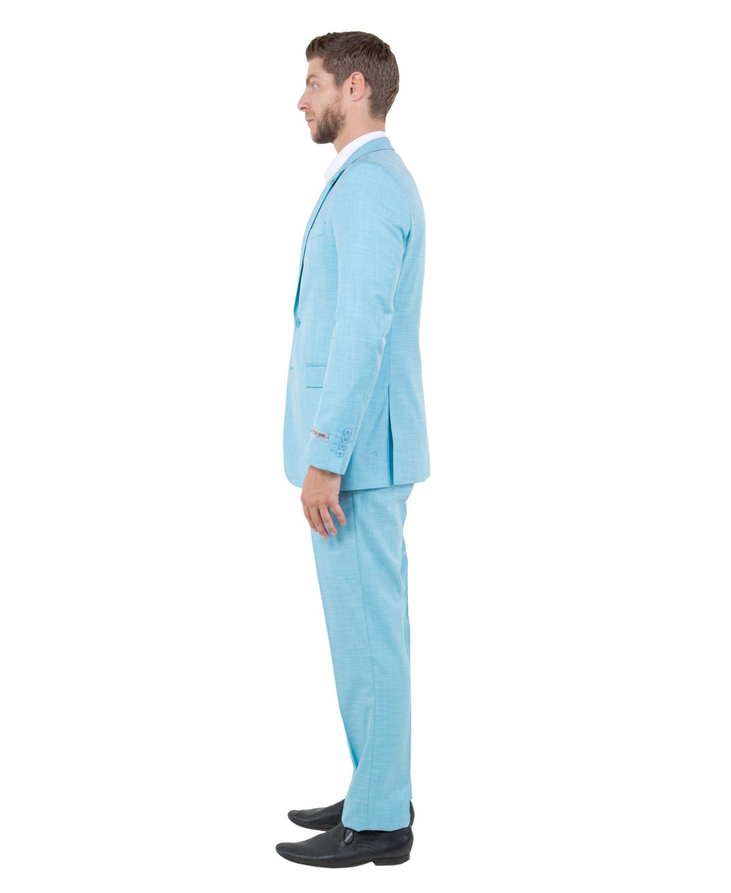 Мужской комплект Stacy Adams Solid Textured 3-Piece Jacket With Solid Vest And Pants Suit Notch Lapel, цвет: Аквамариновый — фото 4