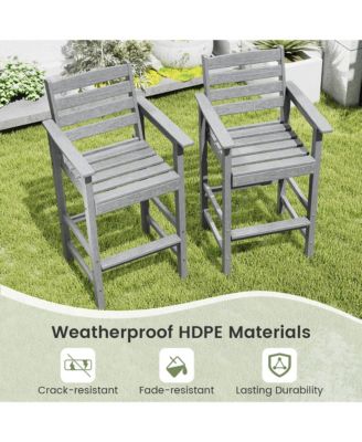 Patio Bar Stools Set of 4 Tall Adirondack Chair with Backrest Armrests & Footrests