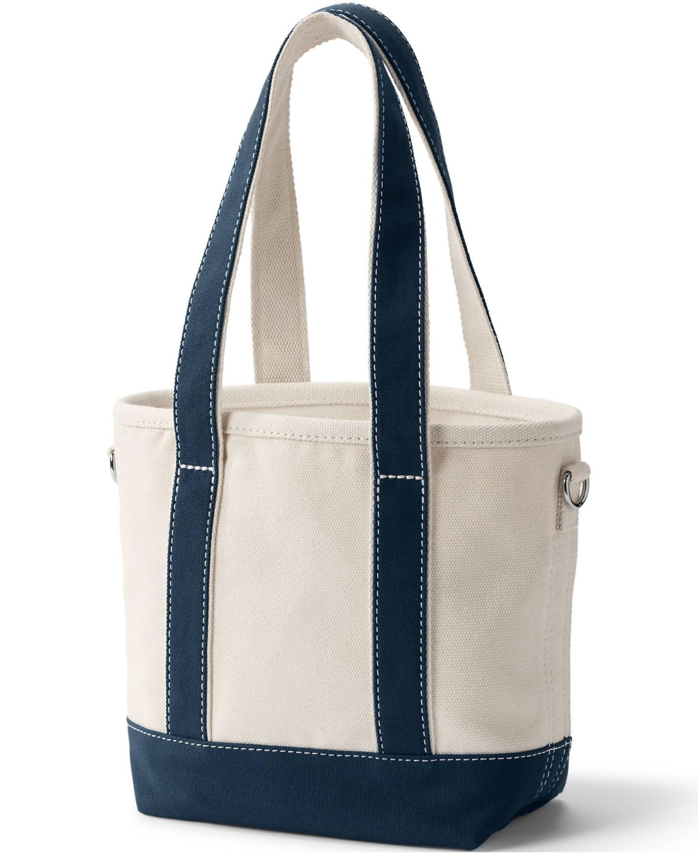 Женская сумка Lands' End Small 3 Pocket Open Top Long Handle Canvas, цвет: Натуральный / Тёмно-синий — фото 3