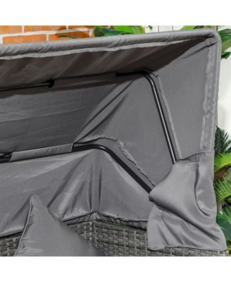4 Piece Adjustable Canopy Outdoor Rat Sofa Set, Light