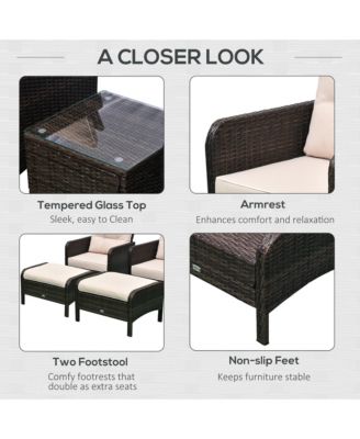 5-Piece Outdoor Rat Patio Set with Table,