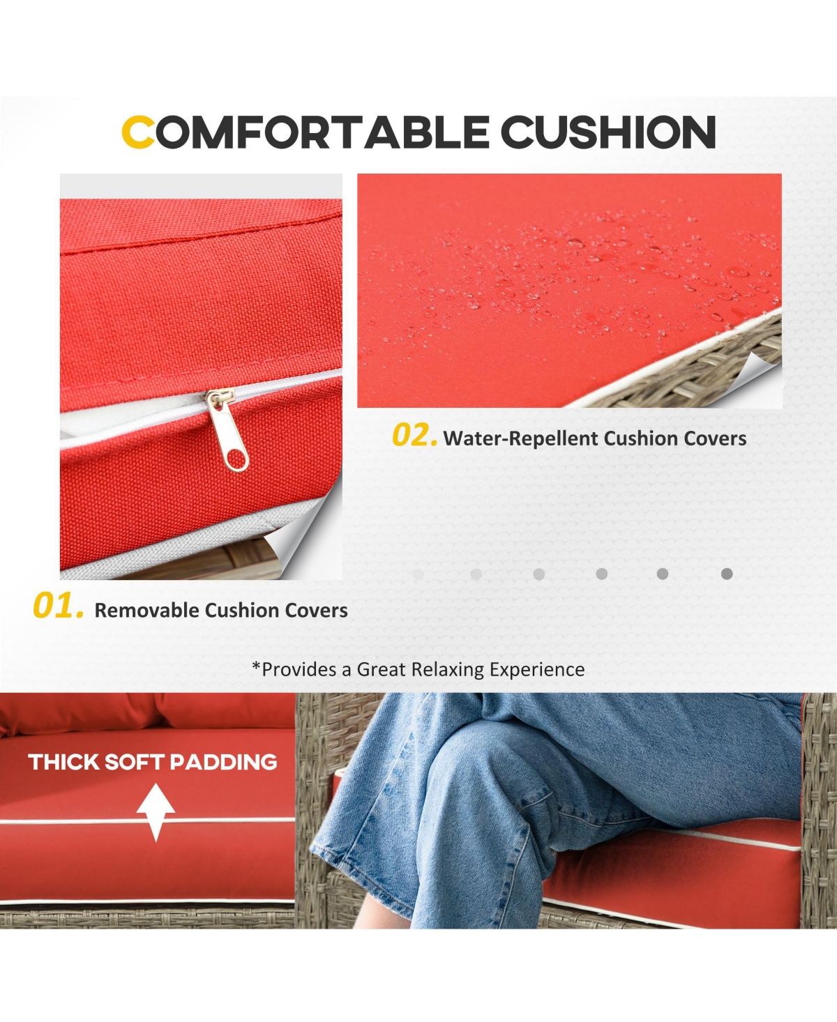 Outsunny 5pcs Outdoor Patio Furniture Set All Weather Wicker Conversation Set