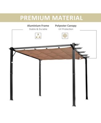 10' x 13' Pergola with Retractable Shade Canopy, Aluminum,