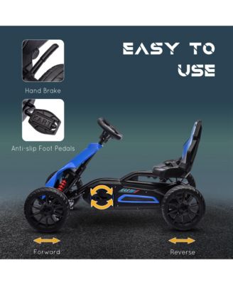 Kids Pedal Go Kart, Outdoor Ride on Toy with Adjustable Seat, Swing Axle, Handbrake, 4 Non-Slip EVA Wheels for Boys and Girls Aged 3-8 Years Old