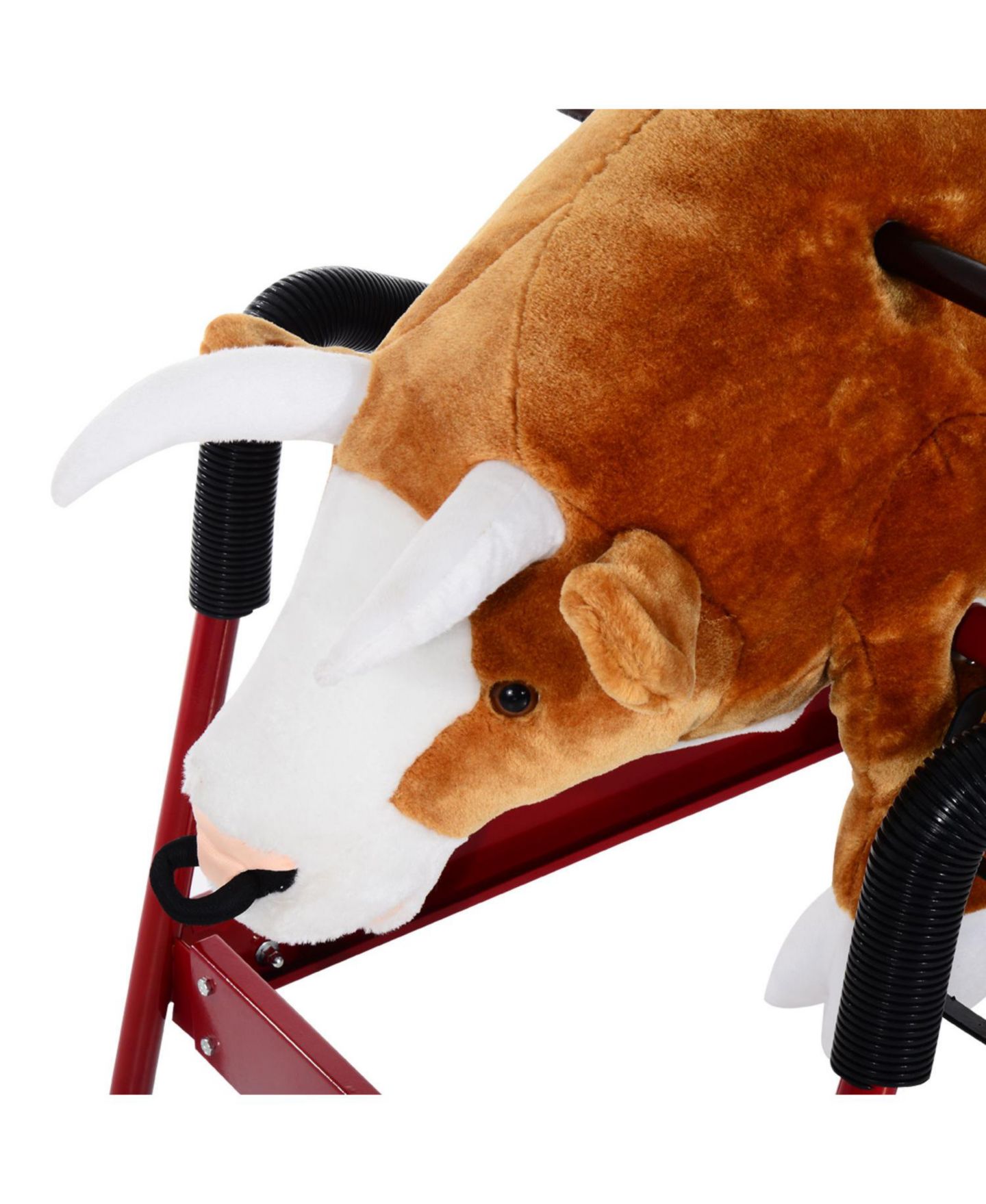 Детская мягкая игрушка Qaba Spring Rocking Bull Plush Authentic-Sounds Rocking Toy, 132-lb Capacity, Ages 3+ — фото 8