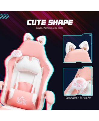 Cute Gaming Chair, Reclining Gamer Chair with Footrest,