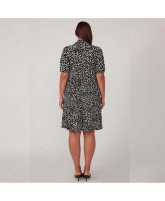 Plus Size Abstract Spot Shirt Dress