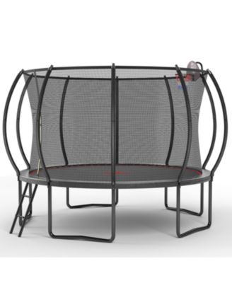 12FT trampoline Pumpkin- ladder-Black Red