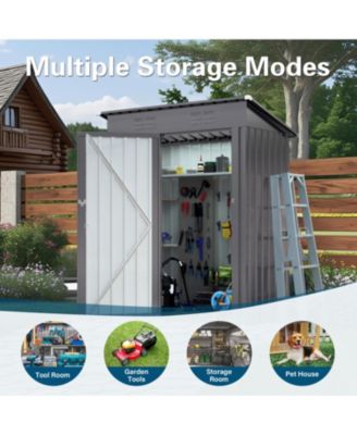 5x3 FT Metal Outdoor Storage Shed, Gray